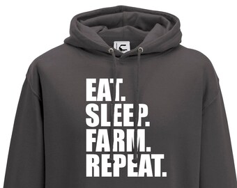 Eat Sleep Farm Repeat Farmer Regalo de agricultura Sudadera con capucha Tallas para adultos y adolescentes Muchos colores Hasta 7XL