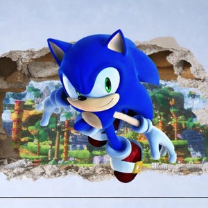 Adesivo murale 3D di Sonic, effetto muro distrutto, per la camera da letto dei ragazzi, decorazione per la stanza dei giocatori, grande adesivo murale di Sonic, arte murale per la camera dei bambini