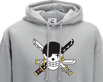 Anime One Piece Roronoa Zoro Piratenflagge Logo Hoodie Japanischer Anime Geschenk Kapuzentop Erwachsene + Jugendliche Größen viele Farben
