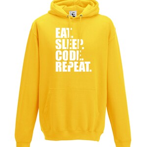 Eat Sleep Code Repeat Coding IT Coder Programmer Gift Hooded Top Adults + Teens Sizes lots of colours up to 7XL image 10