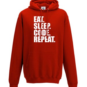 Eat Sleep Code Repeat Coding IT Coder Programmer Gift Hooded Top Adults + Teens Sizes lots of colours up to 7XL image 8