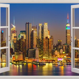 マンハッタン スカイライン ウォール デカール - NYC 愛好家のための、大胆でシームレスなデザインをさまざまなサイズでご用意しました。今すぐあなたの空間を高めましょう。