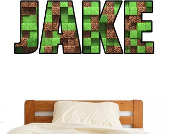 Mural Mining Personalised Bedroom Gamer Miner Wall Sticker Room Gaming Wall Art