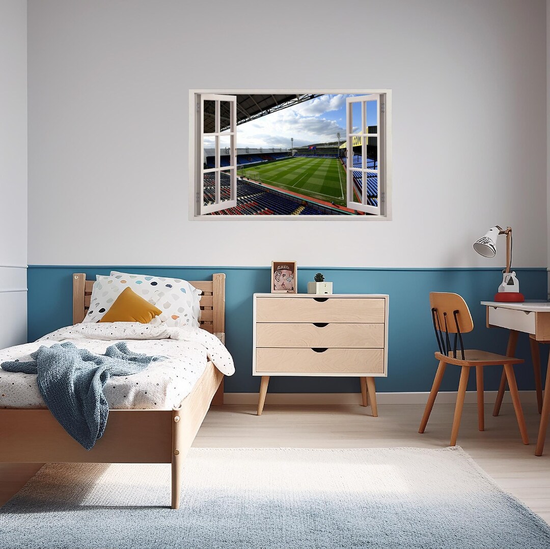 3D Fake Window Premier League Football Stadium Wall Sticker Crystal ...