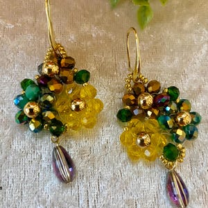 Crystal Bead Bouquet Earrings / Handmade Earrings / Gift for Mom