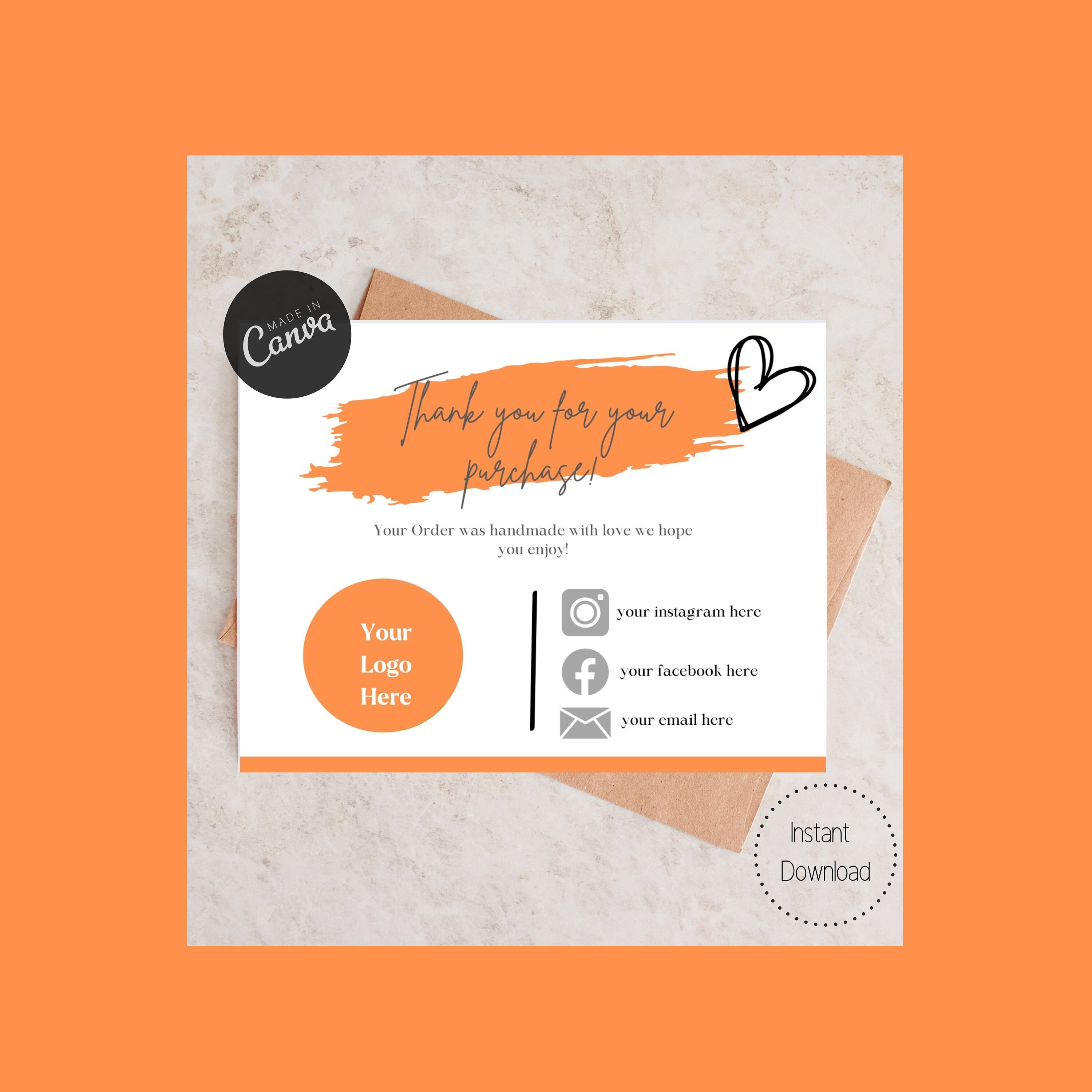 Editable in Canva Business Thank You Card Template - Etsy