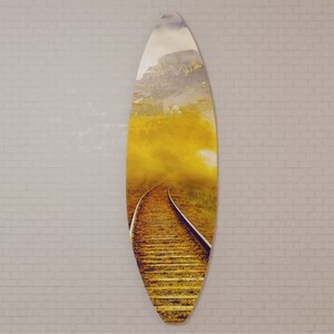 Surfboard Wall Art Printed on Glass (Acrylic): On the Tracks