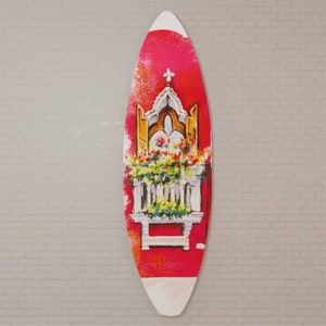 Surfboard Wandkunst auf Glas (Acryl): Rote Wand