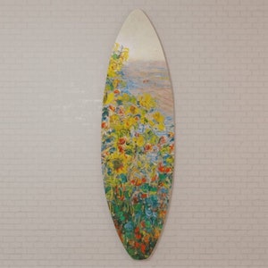 Surfbrett Wandkunst auf Glas (Acryl): Traditionelle Blumen