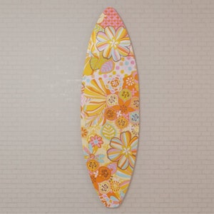 Surfboard Wandkunst auf Glas (Acryl): Flower Power