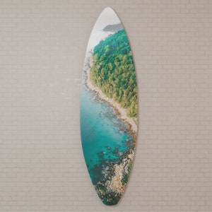 Surfboard Wall Art Printed on Glass (Acrylic): From Water to Land