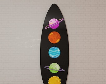 Surfboard Wall Art Printed on Glass (Acrylic): Planets