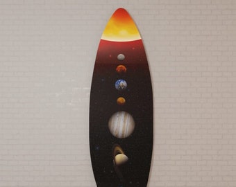 Surfboard Wall Art Printed on Glass (Acrylic): Solar System