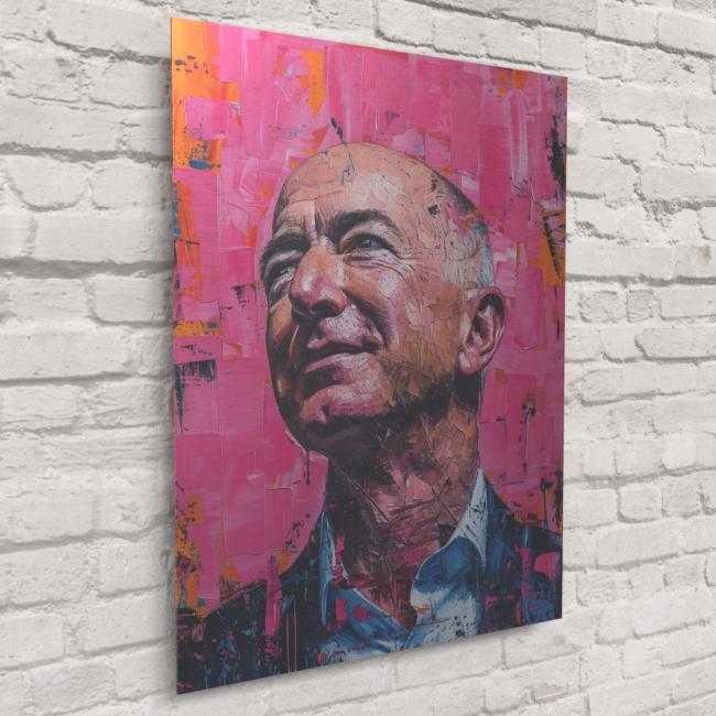 Jeff Bezos Portrait – Visionary Entrepreneur Art With Bold Pink ...