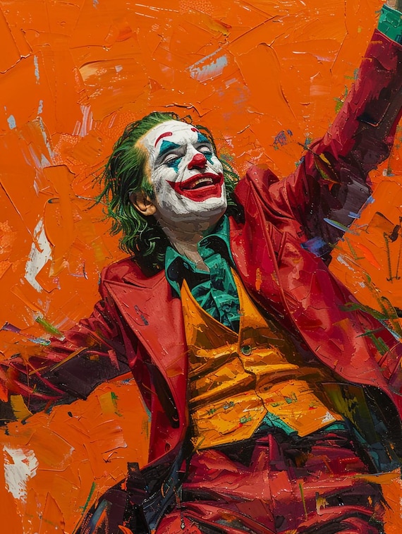 Joker Pop Art Poster – DC Villain Portrait on Orange Background