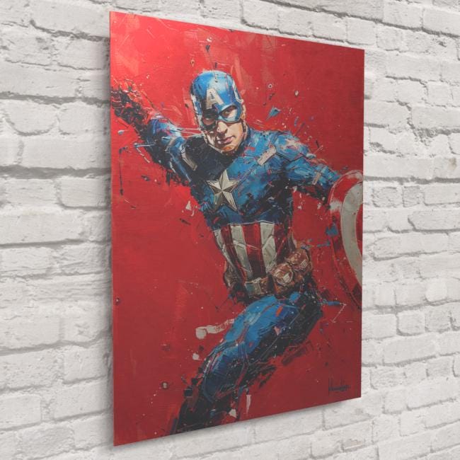 Captain America Pop Art Print – Vintage Superhero Wall Art, Marvel