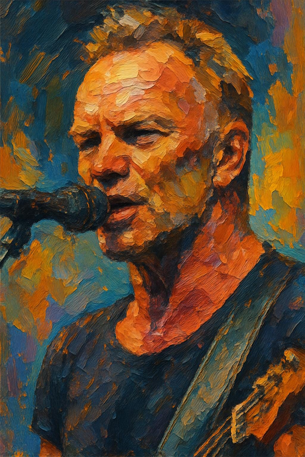 Rock Legend Wall Art – Sting Portrait Paintings, Music Icon Canvas