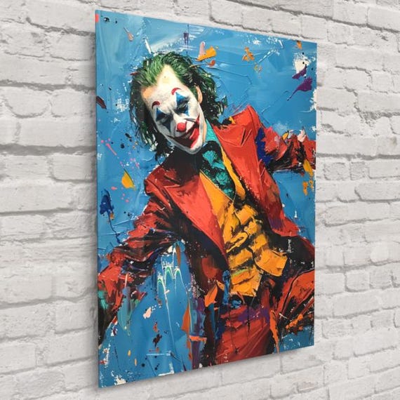Joker Pop Art Print – Iconic DC Villain With Blue Background, Bold