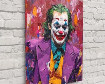 Impression Pop Art Joker - Portrait emblématique du méchant, décoration audacieuse de bande dessinée, oeuvre d'art murale intemporelle Supervillain DC | Livraison gratuite !