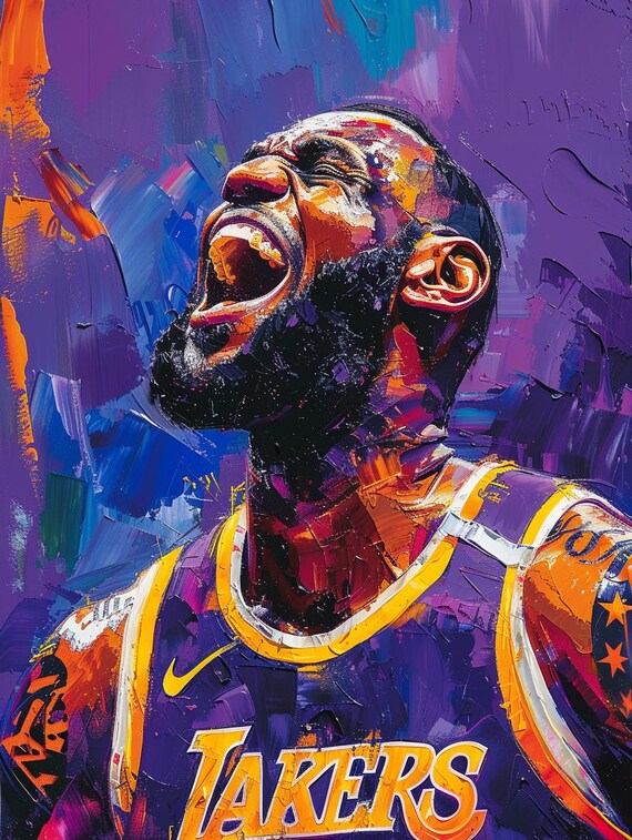 Lebron James Cheering Portrait – Celebratory NBA Legend Art, High