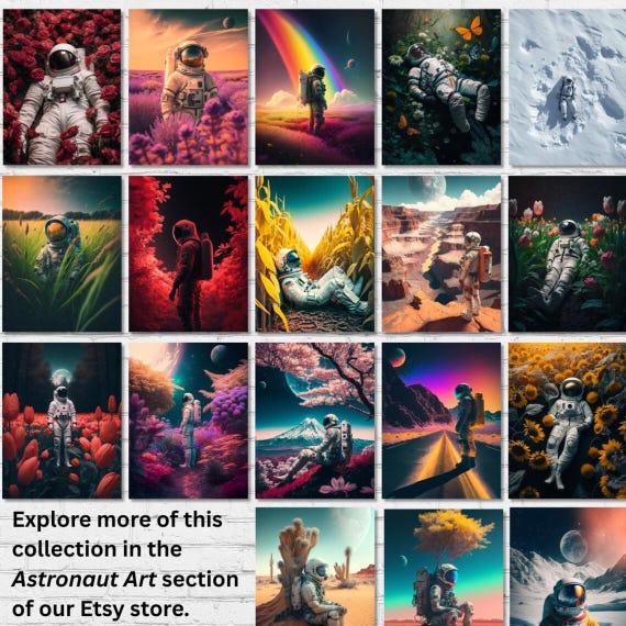 ひまわりの中の宇宙飛行士のウォールアート | ガラスまたはキャンバス