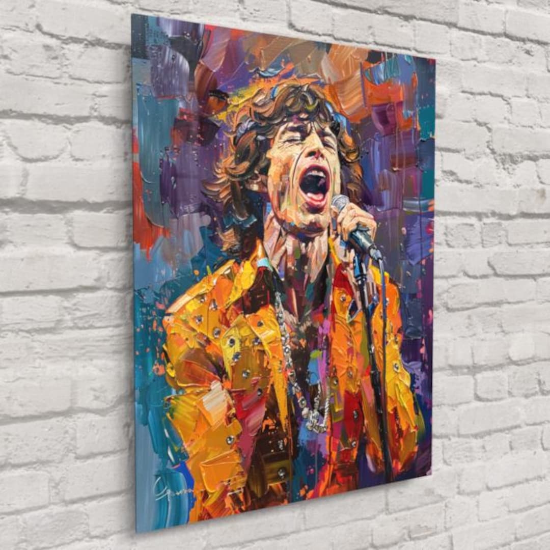 Mick Jagger Abstract Portrait – Vintage Rock 'n' Roll Wall Art