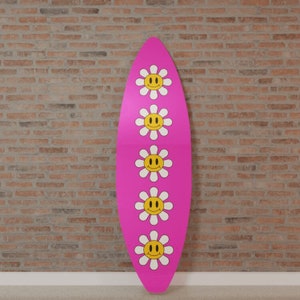 Surfboard Wandkunst auf Glas (Acryl): Smiley Blume