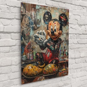 Abstract Mickey Mouse Print – Bold Pop Art Style, Colorful Disney-Inspired Wall Decor, Whimsical Cartoon Art | Free Shipping!