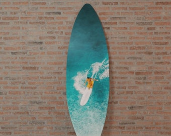 Surfboard Wall Art Printed on Glass (Acrylic): Surfs Up