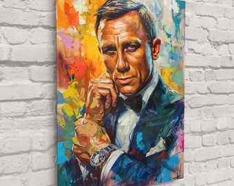 James Bond Pop Art Print – Daniel Craig 007 Portrait, Iconic Spy