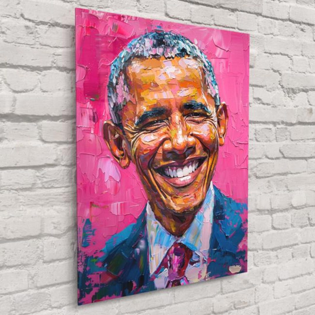 Obama Portrait With Pink Background – Modern Presidential Wall Art ...