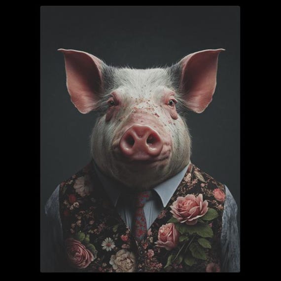 Pig-ture Perfect – 気まぐれな動物の肖像画ウォールアート