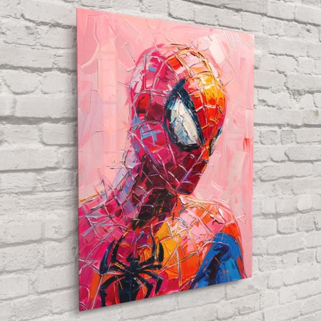 ピンクの背景のスパイダーマン - ダイナミックなスーパーヒーローの
