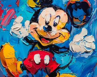 ミッキーマウス ウォールアート – 青い背景にクラシックなディズニーの