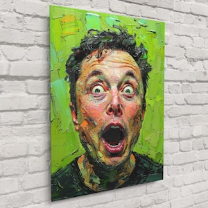 Elon Musk Pop Art Print With Green Background – Iconic Entrepreneur Portrait, Modern Tech Decor, Bold Celebrity Wall Art | Free Shipping!