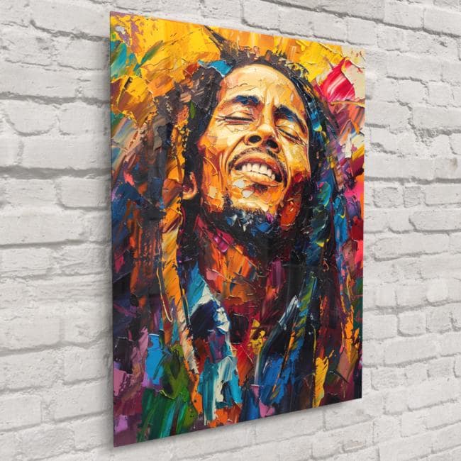 BOB Marley アートプリント Bob Marley Art Print With Multicoloured Background – Iconic Music