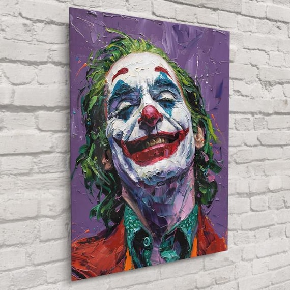 Joker Laughing Portrait – Iconic DC Villain in Bold Pop Art Style