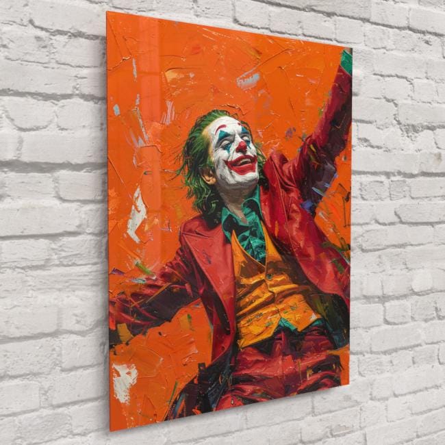 Joker Pop Art Poster – DC Villain Portrait on Orange Background