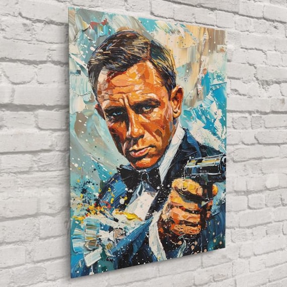 James Bond Abstract Art Print – Daniel Craig 007 Portrait, Iconic