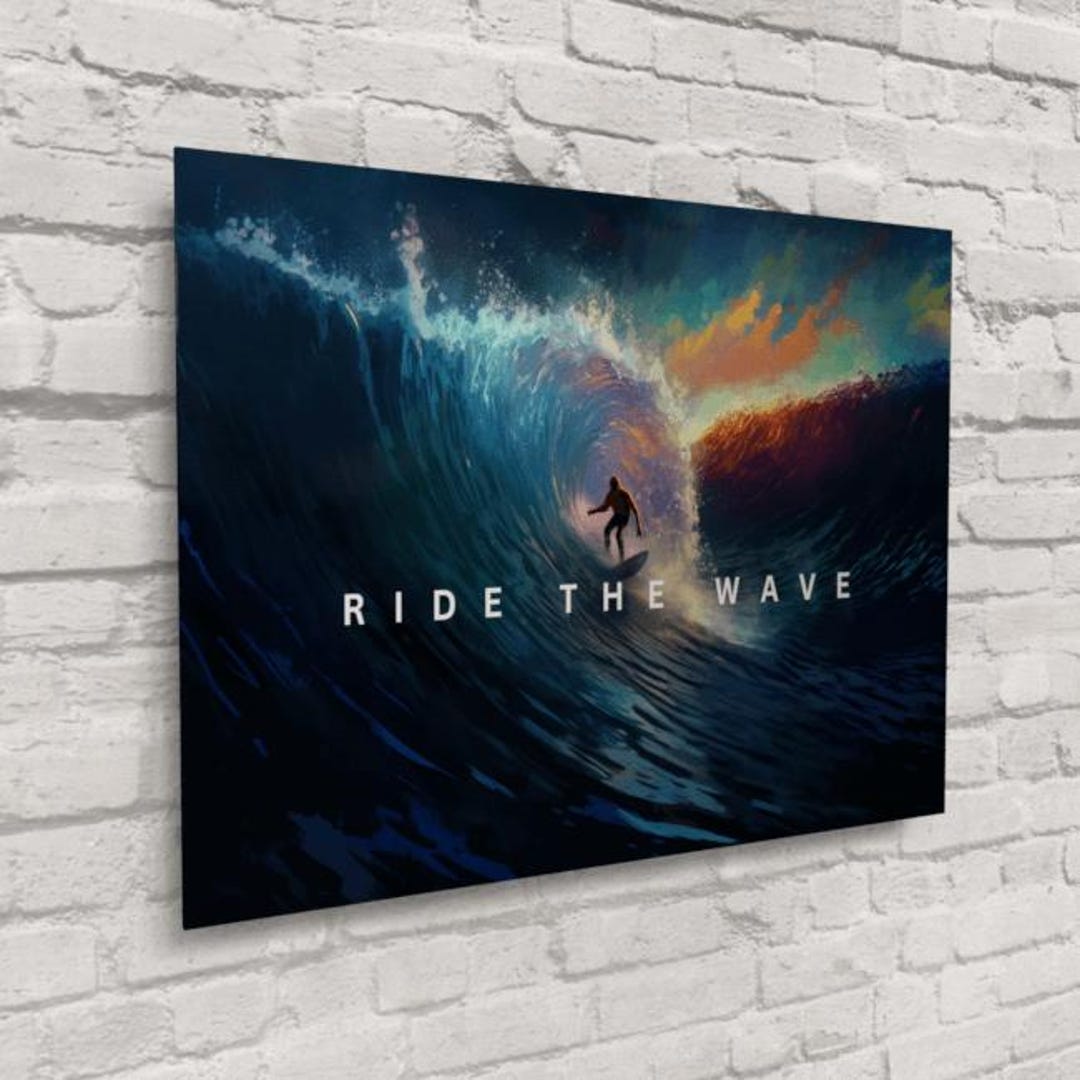 RIDE THE WAVE Motivational Art Collection Inspirational Quotes Wall 