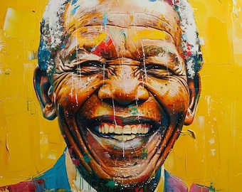 Nelson Mandela Sunshine Portrait – Vibrant Pop Art Print, Iconic