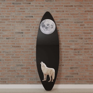Surfboard Wall Art Printed on Glass (Acrylic): Howl at the Moon