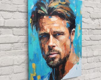 Brad Pitt Pop Art Print – Vintage Hollywood Icon Wall Art, Film Star Decor, Rustic Movie Legend Poster, Modern Cinema Art | Free Shipping