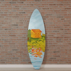 Surfboard Wall Art Printed on Glass (Acrylic): Country Home