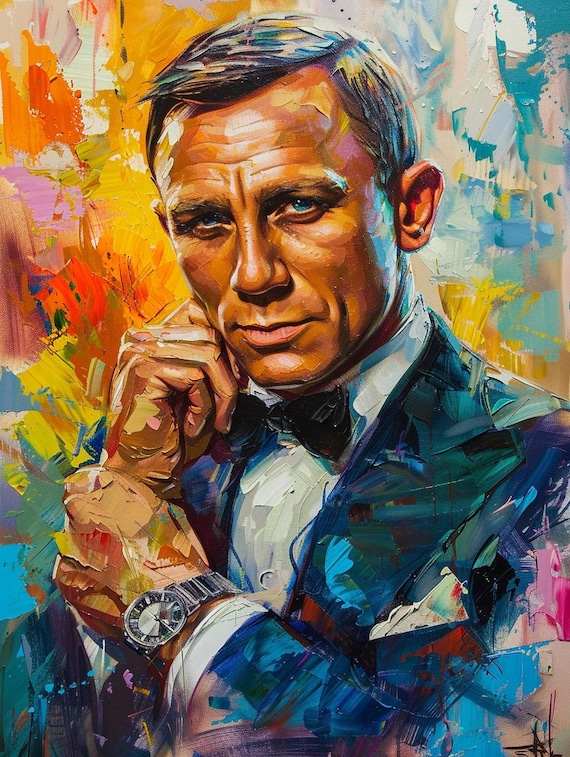 James Bond Pop Art Print – Daniel Craig 007 Portrait, Iconic Spy