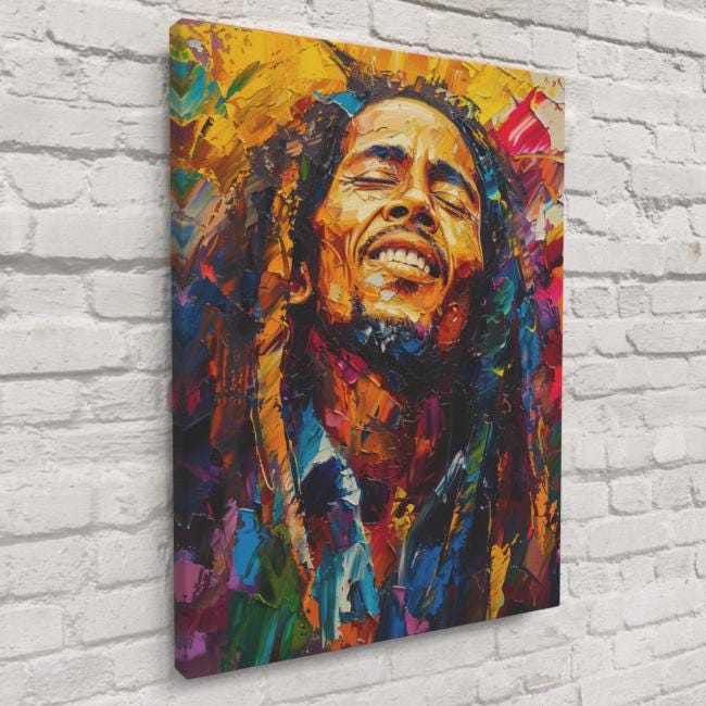Bob Marley Art Print With Multicoloured Background – Iconic Music