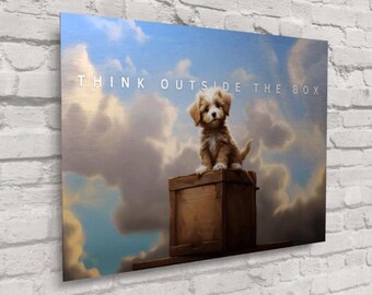 THINK OUTSIDE THE Box - Motivational Art Collection - Inspirational Quotes Wall Prints | Home, Office, Gym, School, Bedroom | Free Shipping