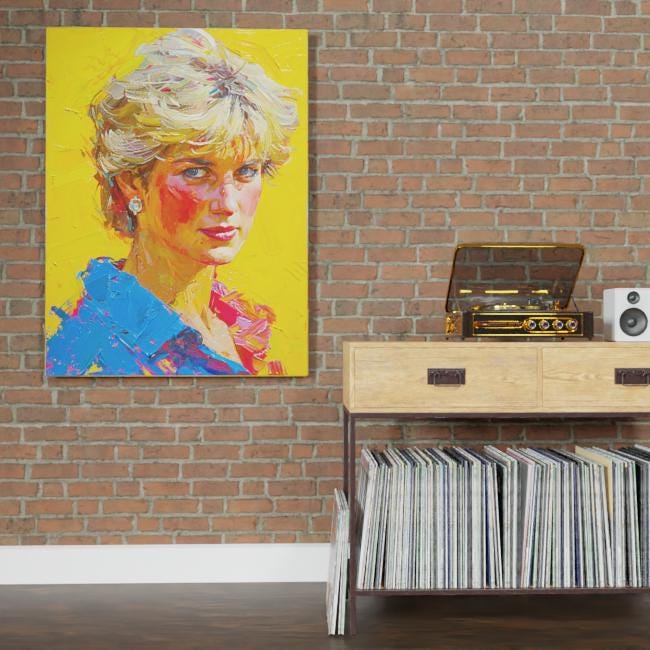 Princess Diana Portrait Art Print – Elegant Close-up With Soft