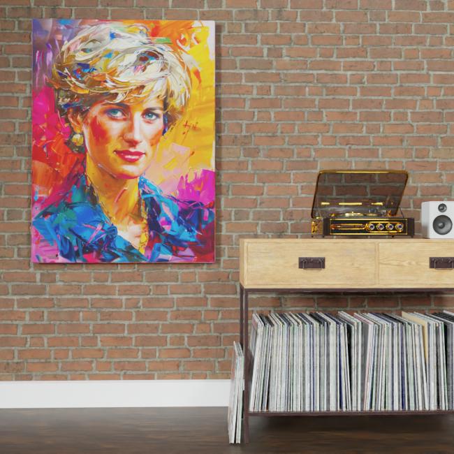 Princess Diana Portrait Art Print – Elegant Close-up With Bold