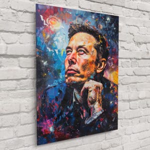 Elon Musk Portrait In Space – Iconic Entrepreneur Portrait, Modern Tech Decor, Bold Celebrity Wall Art | Free Shipping!